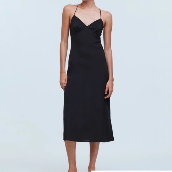 Madewell The Layton Midi Slip Whimsygoth Dress Size 10 in True Black - Picture 9 of 9